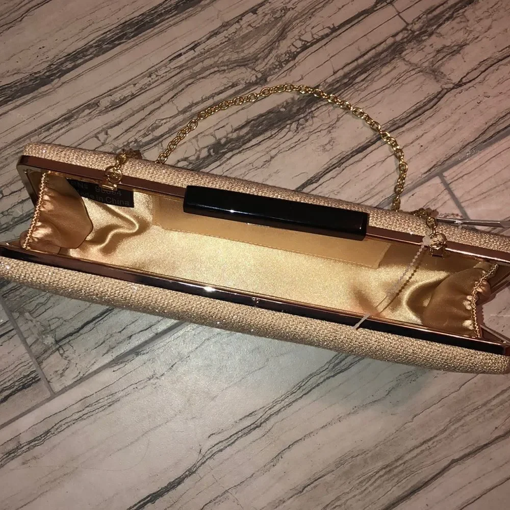 Gold shimmer clutch prom , wedding , party..